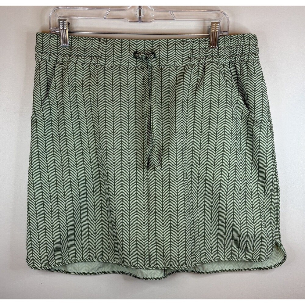 DULUTH TRADING Women's Pier Genius Skirt Large Green Herringbone Active Walking